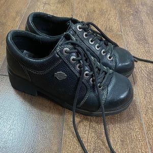 Vintage Harley Davidson Black Platform Leather Boots